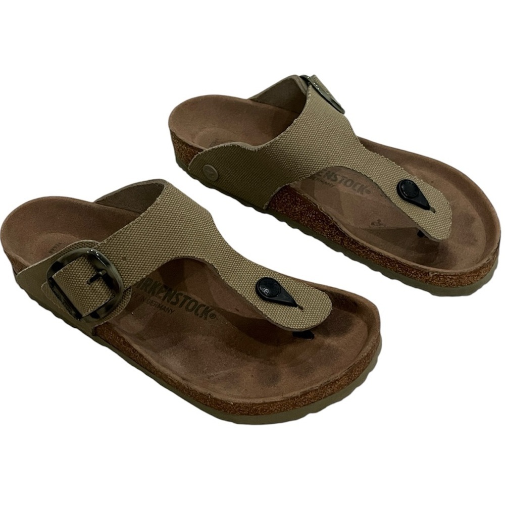 Birkenstock Gizeh Vegan Big Buckle Sandal Textile Faded Khaki Women 39 / 8-8.5‎
